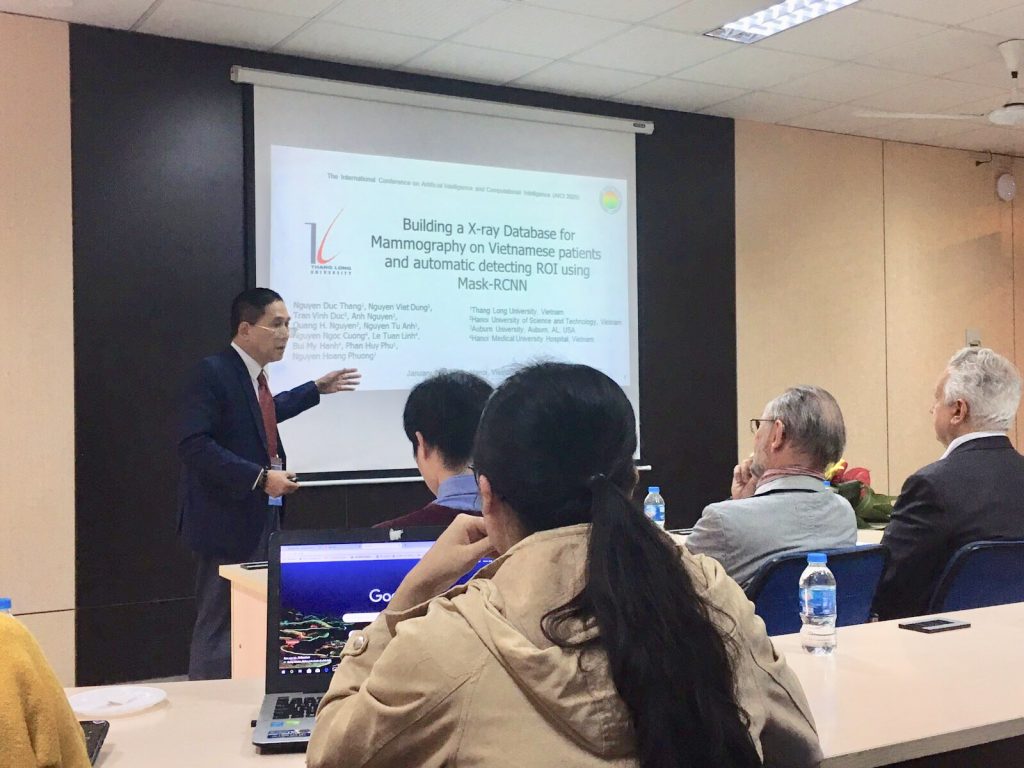 Activity 15: Prof. Nguyen Hoang Phuong from Thang Long University, presents the first results of the joint project “Developing a support diagnosis system for Breast Cancer Screening using AI (Deep Learning)” between the Thang Long University and the Hanoi Medical University Hospital at AICI 2020.